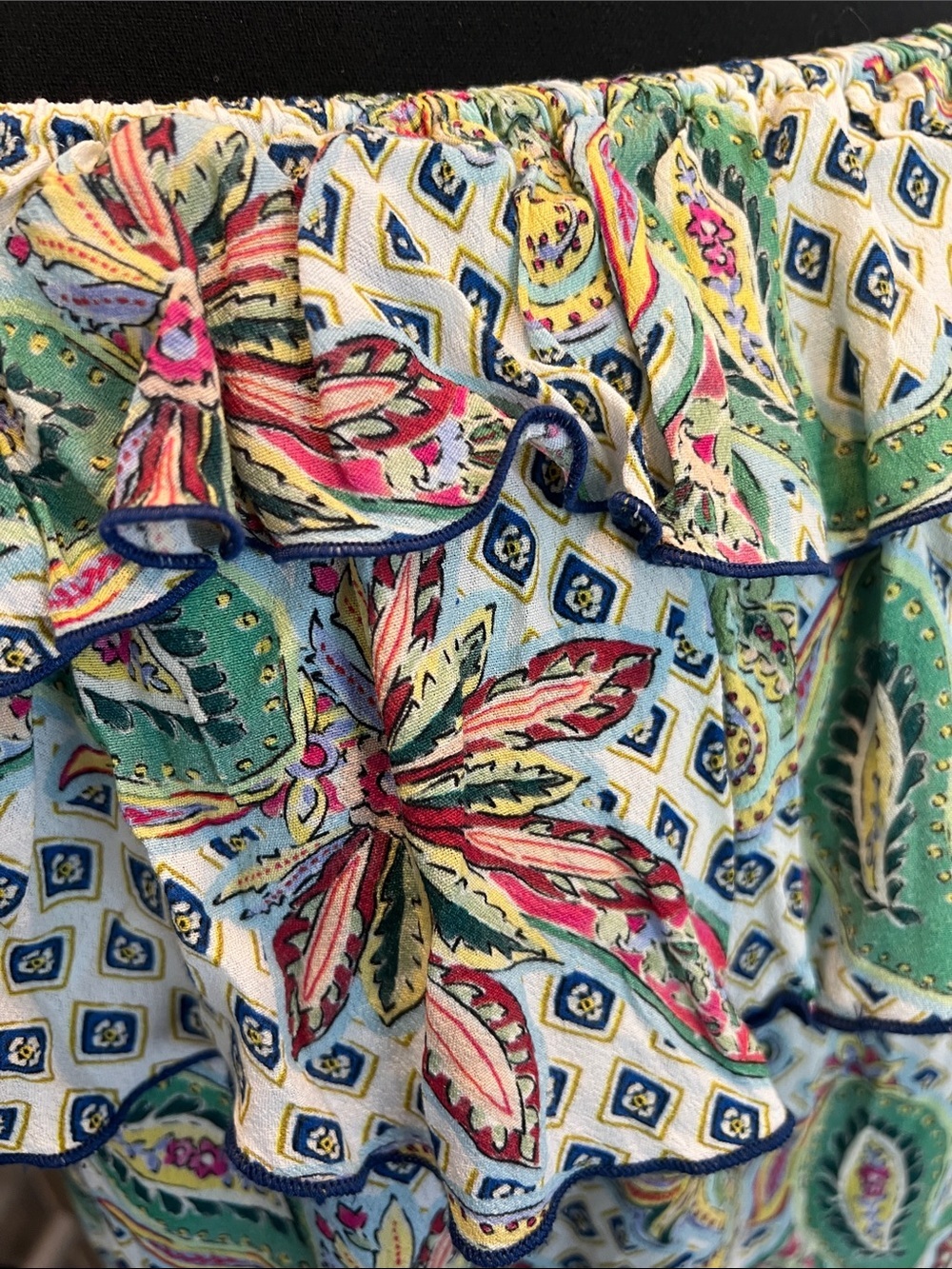 Zara Floral Paisley Ruffle Off-The-Shoulder Boho Blouse - Size Medium - Picture 8 of 8